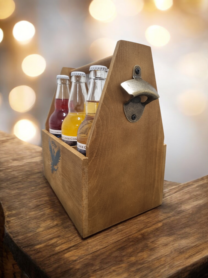 Wooden 6 Bottle Carrier With Bottle Opener (Inc Cider)