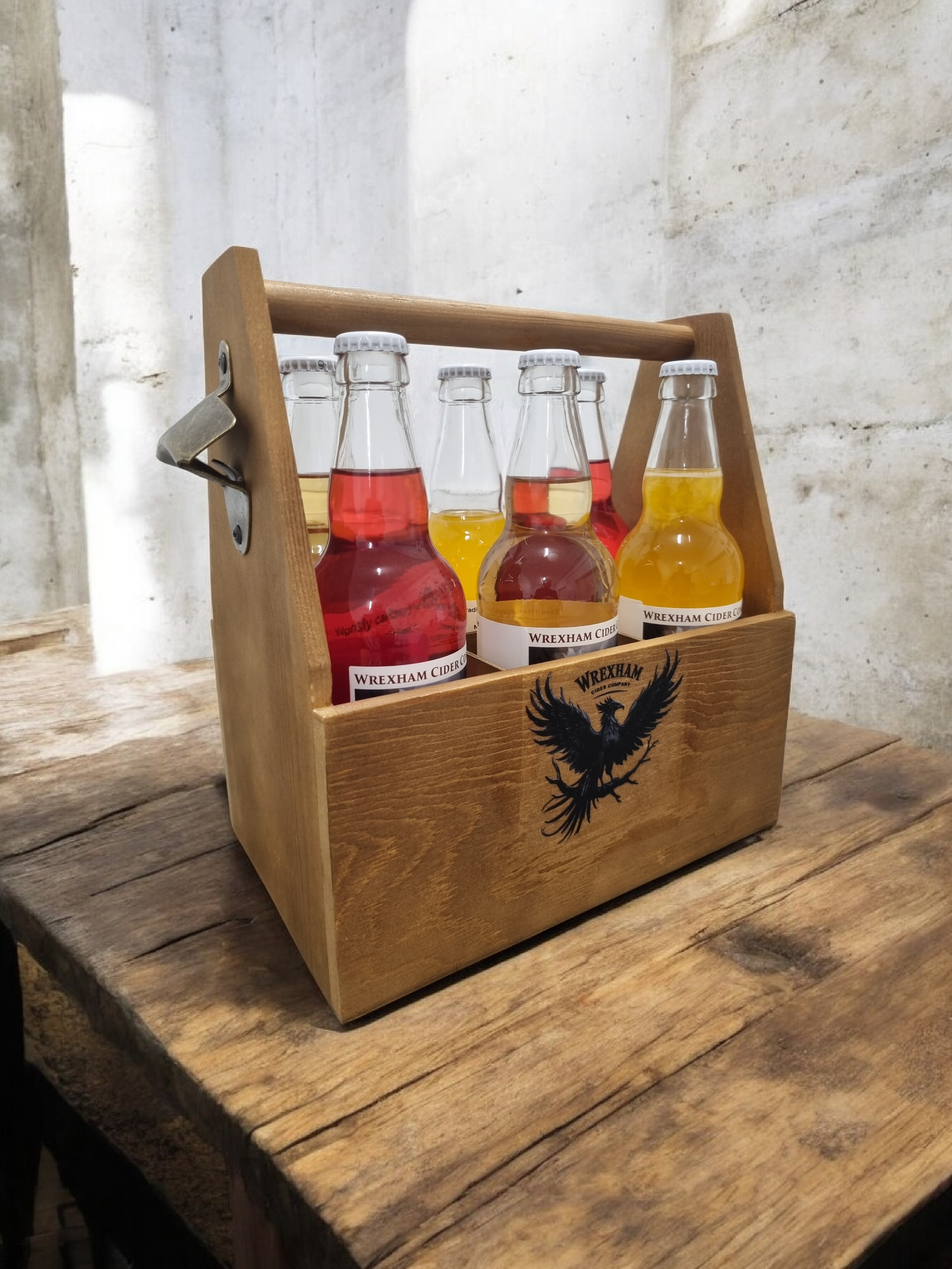 Wooden 6 Bottle Carrier With Bottle Opener (Inc Cider)